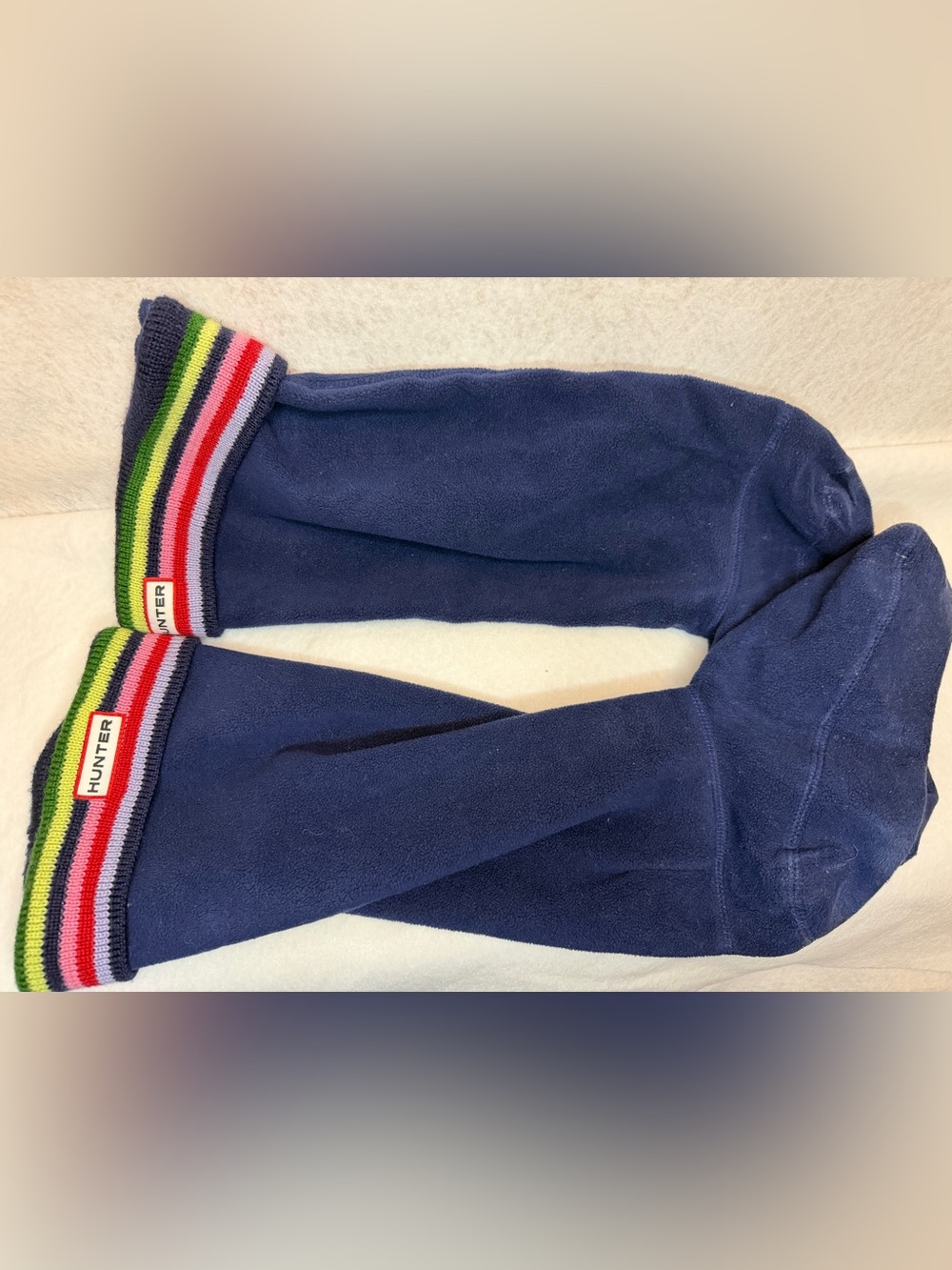 Hunter Women’s Navy Knee-High Boot Socks with Rainbow Stripe Size M/L US 8-10